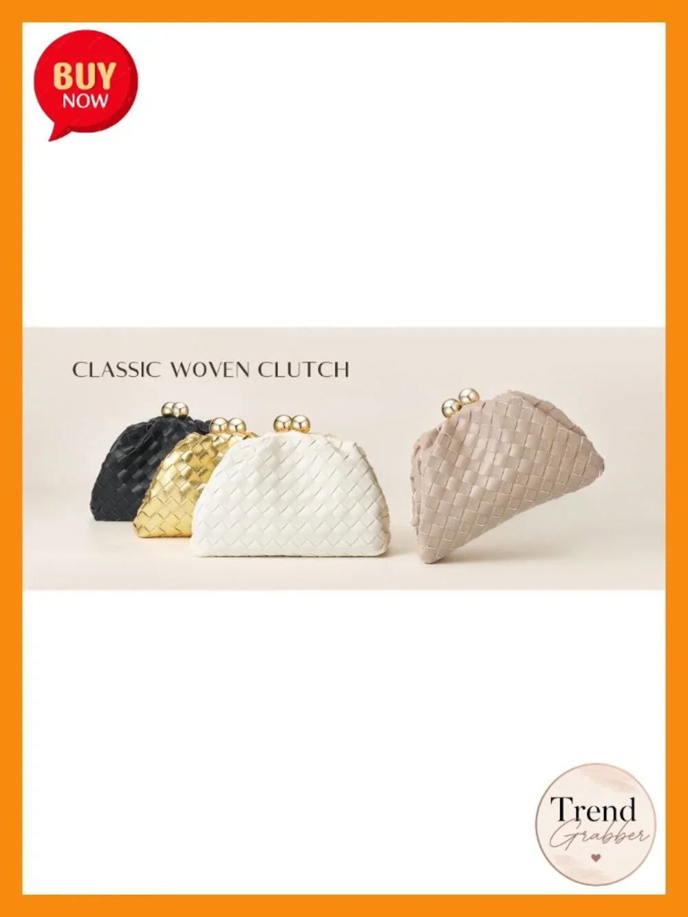 Woven Faux Leather Evening Clutch Purse with Detachable Chain Strap